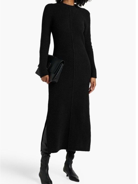 Loulou Studio Dresses & Skirts - Loulou Studio Bisha Cashmere Long Sleeve Black Knit Maxi Dress with Side Slits